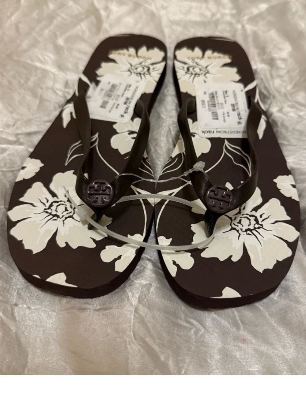 Tory Burch Mocha Falls Floral Flip Flops NWT